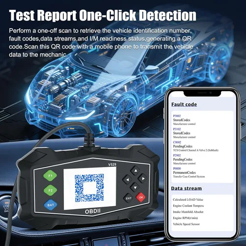 Vista 6 de Escáner OBD2 Lector de código de diagnóstico, luz de motor OBD II automotriz, probador de batería, modo 6, modo 8 y preparación I/M, herramienta
