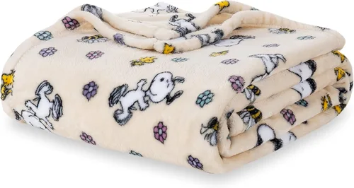 Vista 9 de Berkshire Peanuts® VelvetLoft® - Manta de felpa de Snoopy con bonito personaje, acogedora manta Fairisle Crimson Neutral, manta de 55 x 70 pulgadas