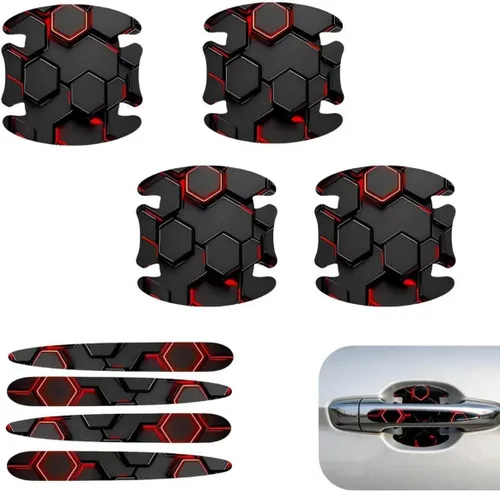 Vista 10 de 2 calcomanías de pilar B para automóvil, diseño de panal 3D con patrón hexagonal de pilar B, impermeables, resistentes a los arañazos, calcomanías