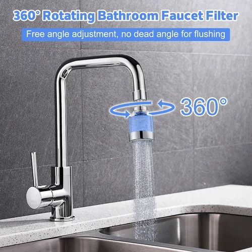 Vista 3 de Paquete de 3 filtros de agua para grifo de fregadero, grifo de cocina purificador de agua giratorio 360°, filtro de grifo de baño que elimina cloro