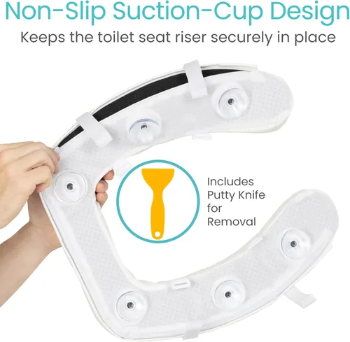 Vista 7 de Vive - Asiento elevador para inodoro con cojín para personas mayores - Ajuste universal - Asiento elevado para inodoro con espuma de alta densidad