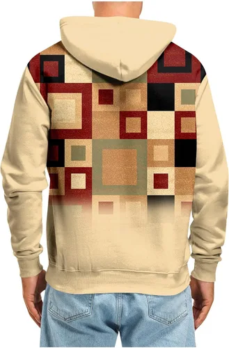 Vista 2 de WENKOMG1 Sudaderas con capucha para hombre, de manga larga, con estampado artístico, para invierno, otoño, con bolsillo