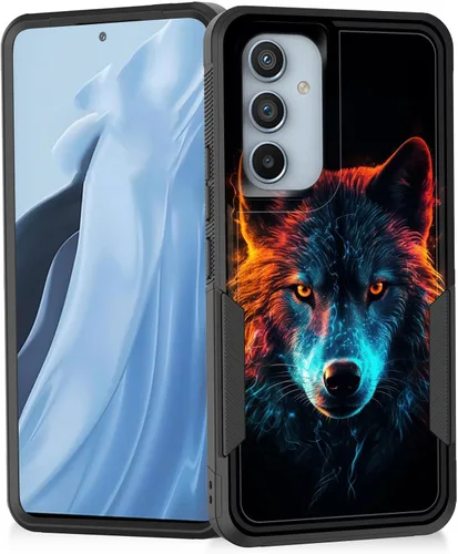 Vista 162 de Funda para Galaxy A14 5G, resistente de doble capa híbrida de policarbonato duro, goma suave, a prueba de golpes, funda protectora resistente