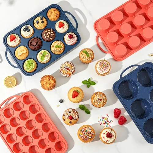 Vista 3 de Vinino Juego de moldes de silicona para muffins de 3 piezas con marco