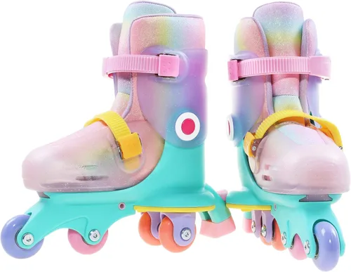 Vista 4 de JajaHoho Roller Skates for Kids, Adjustable Convertible 2-in-1 Skates, Age 3-7,Junior Size 7-12, Tri-Wheels to Inline Skates, Light up Wheel, Inline