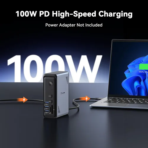 Vista 5 de TobenONE 19-in-1 Laptop Docking Station Dual Monitor,10 USB C/A,2×4K HDMI