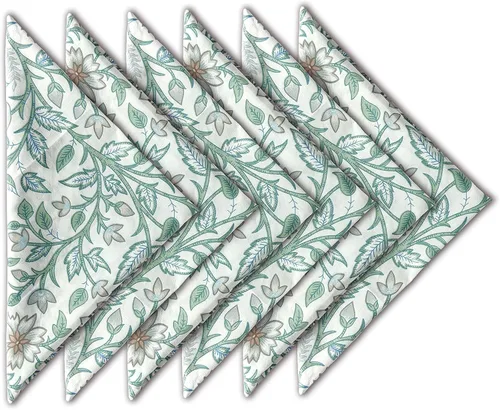 Vista 2 de AVKA Studio Paquete de manteles de algodón acanalado y servilletas con estampado de algodón, paquete de 6 unidades, verde y gris