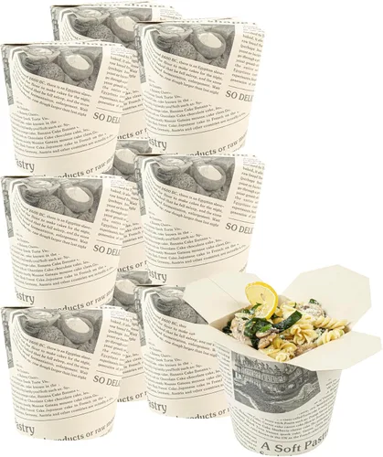 Vista 25 de Restaurantware Bio Tek - Contenedores de comida de 3.2 x 2.9 x 4 pulgadas, 200 cajas de fideos duraderas, desechables y sostenibles, cajas redondas