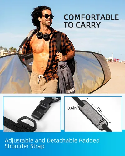 Vista 6 de OCEANBROAD Bolsa para Tabla de Surf Longboard Mochila de Día Bolsa de Viaje 5'0, 5'6, 6'0, 6'6, 7'0, 7'6, 8'0, 8'6, 9'0, 9'6, 10'0
