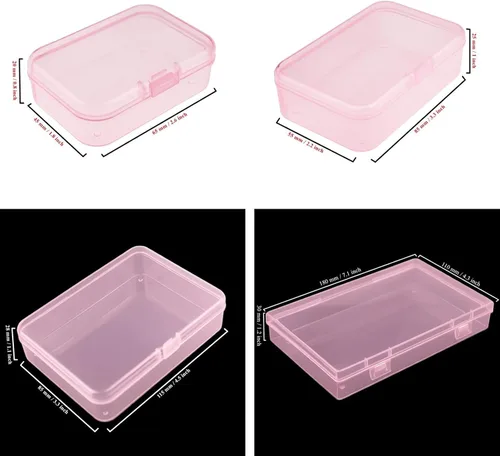 Vista 2 de Goodma Caja de almacenamiento de plástico rectangular de 36 piezas, color rosa Tamaños mixtos, tapas con bisagras, para objetos pequeños