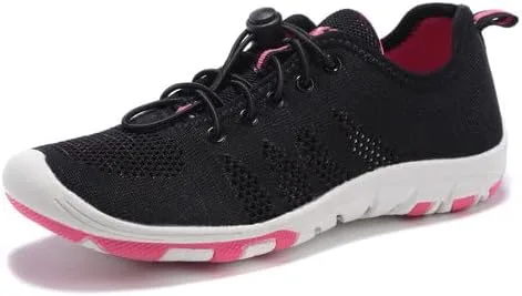 Vista 2 de RocSoc Women's Summer Barefoot Woven Fabric Water Sport Aqua Shoes - Breathable, Speed Laceup, Quick Dry Beach Footwear for Kayaking Fishing Driving