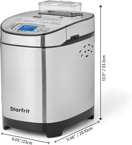 Vista 4 de Starfrit Máquina eléctrica para hacer pan, mocasines de 2 libras, sartén extraíble antiadherente, dispensador automático de tuercas, 13 programas