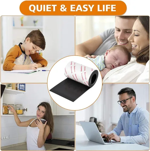 Vista 7 de Almohadillas de goma antideslizantes, almohadillas de silicona antideslizantes, almohadillas adhesivas de goma de 4 x 40 pulgadas, color negro
