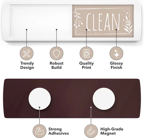 Vista 3 de ASSURED SIGNS Imán para lavavajillas Clean Dirty Sign 7 x 2 pulgadas, construcción premium Eliminate Kitchen Confusion, Strong Magnetic Hold