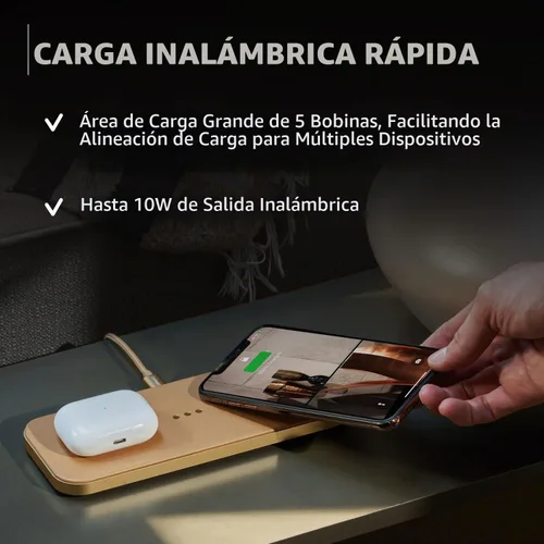 Vista 5 de Courant Catch:2 Classics - Almohadilla de carga inalámbrica dual de cuero italiano - Compatible con iPhone 11, X, SE, Galaxy S23, S22, S21, S20