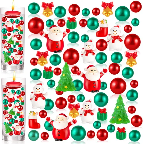 Vista 14 de 100 piezas de relleno de jarrón de Navidad, rellenos de jarrón flotante de nieve azul y blanca para centros de mesa y decoración 100 azul y blanco