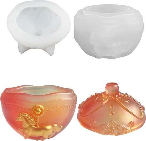 Vista 9 de Molde de resina de tarro de bayas de Navidad de silicona, molde de tarro moldes de resina epoxi de Navidad, moldes de silicona de bayas de bola