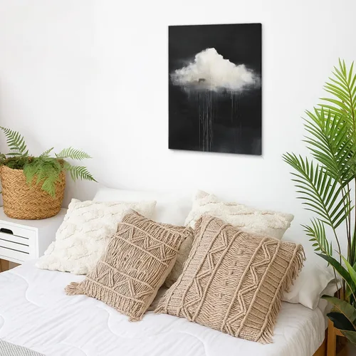 Vista 5 de Dark Moody Cloud - Lienzo decorativo para pared, diseño de nubes góticas abstractas, para decoración de pared para el hogar, dormitorio, sala