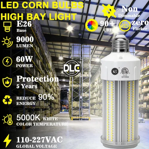 Vista 3 de NS Bombillas LED de maíz de 9000 lúmenes, superbrillantes (equivalente a 600 W), A19 60W E26 5000K luz diurna, ahorro de energía del 90%,