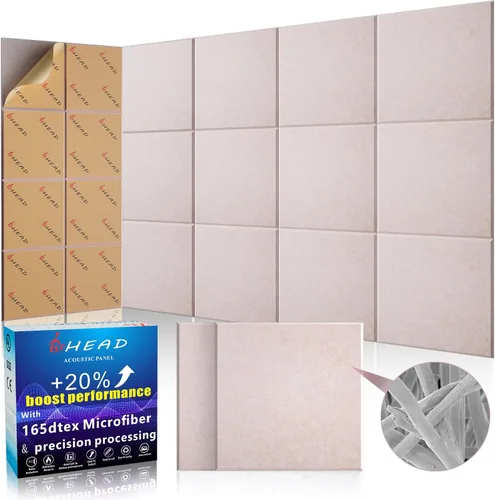 Vista 12 de Paneles Acústicos de Pared Grandes 47.2"x23.6"x1.57" Paquete de 4, Paneles de Prueba de Sonido DIY 3D con Ondas para Paredes, Paneles de Pared