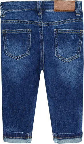 Vista 2 de KIDSCOOL SPACE Pantalones de mezclilla rasgados con banda elástica para niños pequeños