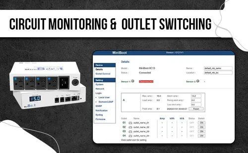 Vista 3 de Smart PDU - Energía de reinicio remoto IP, 4 tomacorrientes NEMA 5-15R conmutados