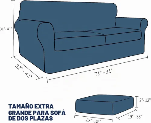 Vista 6 de JIVINER Fundas de sofá de 3 piezas para sofá de 2 cojines, funda elástica para sofá con 2 fundas de cojín de asiento extra grandes, fundas de sofá