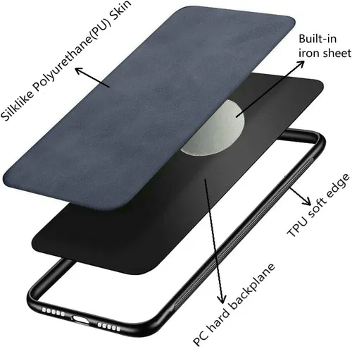 Vista 3 de Kepuch Silklike - Funda para Samsung Galaxy A51 5G - Cubierta de parachoques con placa metálica incorporada para Samsung Galaxy A51 5G - Azul