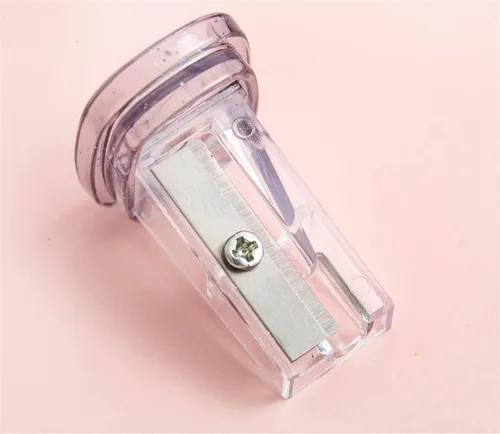 Vista 2 de Lindo sacapuntas de pata de gato rosa Kawaii suministros escolares premio estudiante regalo para niños, lindo sacapuntas