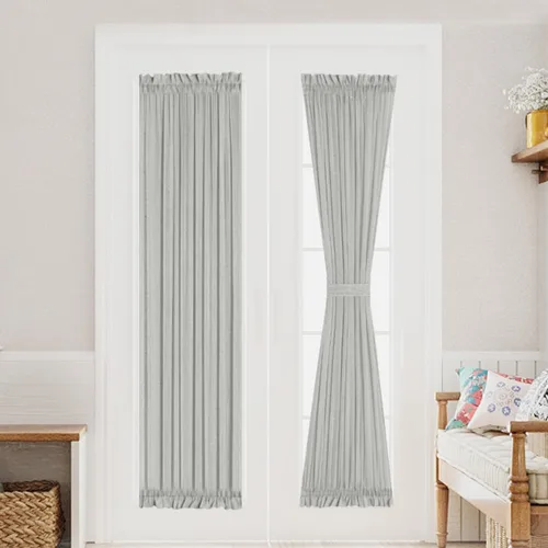 Vista 20 de Turquoize Elegantes cortinas de lino para puerta francesa, paneles de cortina de filtrado de luz, panel de lino con bolsillo para barra, panel