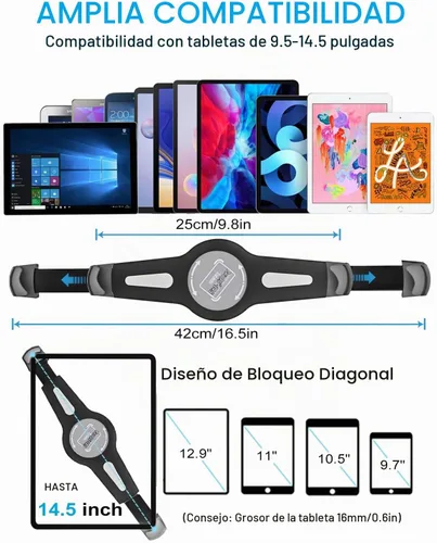 Vista 6 de Soporte para tablet grande con cuello de cisne para automóvil o camión, soporte para tablet de brazo largo resistente para automóvil, perno de piso
