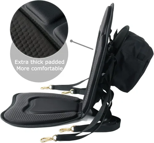 Vista 2 de Asiento para kayak o bote de Leader Accessories de lujo con soporte trasero - Cojín de asiento de silla de kayak de lujo con bolsa