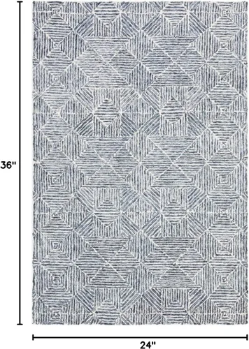 Vista 2 de SAFAVIEH Abstract Collection - Alfombra decorativa, 2 x 3 pies, azul y marfil, lana hecha a mano, ideal para zonas de alto tráfico en entrada, sala
