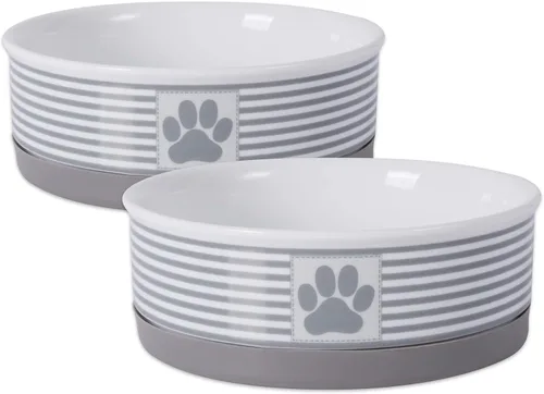 Vista 26 de Bone Dry Ceramic Stripe Paw - Cuencos para mascotas, aptos para lavavajillas, pequeños, 4.25 x 2, negro, 2