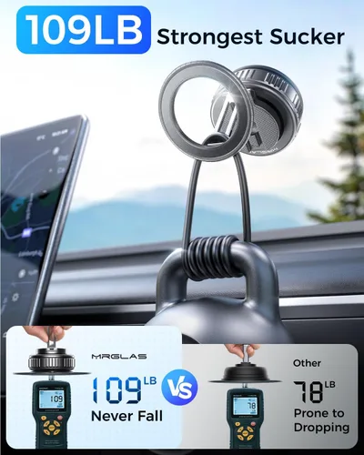 Vista 2 de MRGLAS 2026 Soporte Magnético y de Vacío Telefónico Giratoria de 360° Actualizado, para Montura de Succión Magsafe