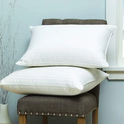 Vista 2 de Cuddledown Dreamstead 600 Fill Power Almohada Plumón blanco europeo Carcasa 100% algodón, rayas de damasco Hipoalergénica Hecha a mano