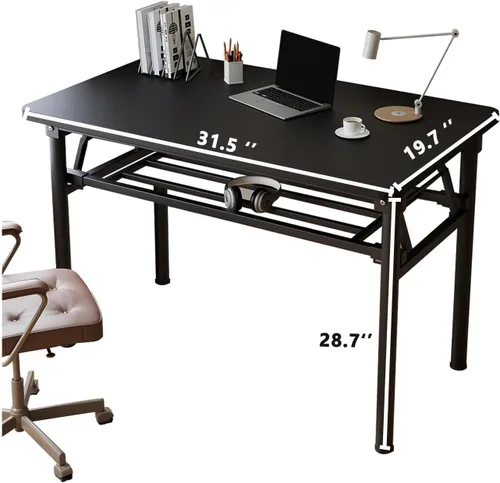 Vista 3 de Escritorio plegable, escritorio plegable de 31.5 pulgadas para espacios pequeños, escritorio plegable para computadora que ahorra espacio, diseño