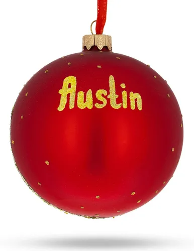 Vista 7 de Austin, Texas - Adorno de Navidad con bola de cristal, 4 pulgadas