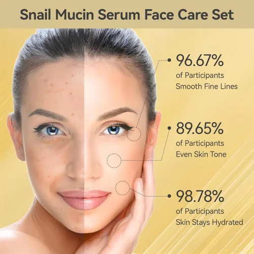 Vista 3 de Set de cuidado de la piel, juegos y kits revitalizantes para el cuidado de la piel de caracol facial, regalos para niñas adolescentes con limpiador