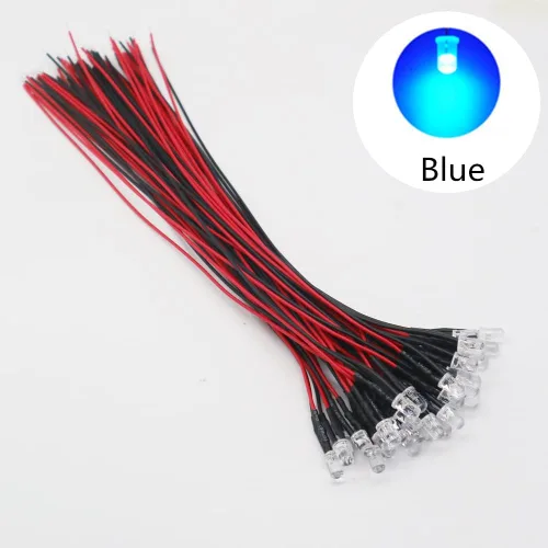 Vista 2 de 20 unids/lote DC12V F5mm 7.9 in redondo precableado agua claro LED lámpara bombilla pre-cableado emisor diodos para bricolaje decoración del hogar
