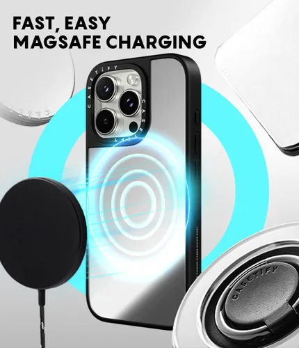 Vista 5 de CASETiFY Mirror - Funda para iPhone 15 Pro Max [reflectante, protección contra caídas de 4.9 pies/compatible con Magsafe] - Lindas impresiones