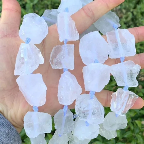 Vista 13 de Adabele Cuentas de piedras preciosas perforadas grandes de cuarzo de ágata de encaje azul pulido natural de 15 pulgadas