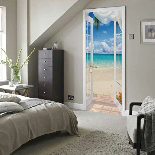 Vista 157 de Calcomanías 3D para puerta, murales para despegar y pegar, papel tapiz de caballo, calcomanías autoadhesivas extraíbles de PVC, impermeable, póster