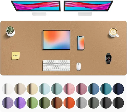 Vista 39 de Aothia - Protector de escritorio de cuero sintético grande, base antideslizante para mouse y superficie para escribir, impermeable, fácil de Agua