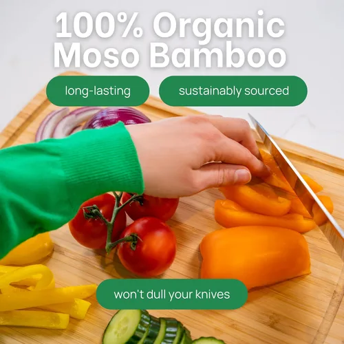 Vista 2 de GREENER CHEF Tabla de Cortar de Bambú de 15 Pulgadas con Reemplazos de por Vida - Tabla de Cortar de Madera Mediana para Cocina, Bloque