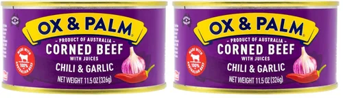 Vista 8 de Ox & Palm Carne en conserva con sabor a chile y ajo 11.5 onzas (paquete de 12)