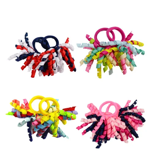 Vista 3 de Paquete de 18 lazos para el pelo rizado Korker para niña de colores mixtos