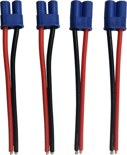 Vista 2 de 2 pares EC8 estilo macho y hembra conector adaptador enchufe con 5.9 in 10awg cable de silicona para RC Lipo batería