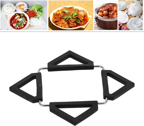 Vista 8 de Silicone Foldable Trivets for Hot Dishes, Expandable Collapsible, Black