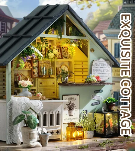 Vista 7 de Spilay DlY Kit de casa en miniatura, kit de casa de muñecas, kit de construcción de casa pequeña con caja de música, kit de casa de iniciatura